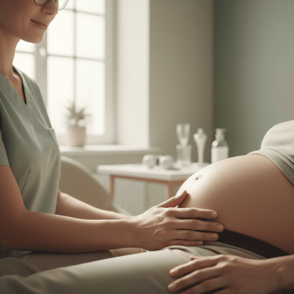 Midwife providing prenatal care consultation