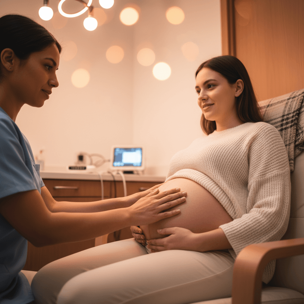 Midwife providing compassionate care to pregnant patient